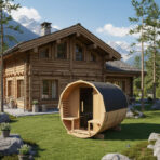 Sauna exterior Barril de madera termotratada para 4 a 6 personas - SNÖ - Imagen 2